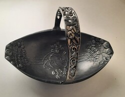 Szecessziós ón füles gyümölcstál, asztalközép