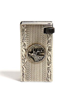 Öngyújtó ezüst borítással, szarvasfejjel