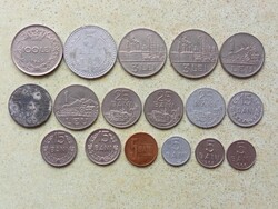 Románia 17 db Különböző Érme 5,15,25 Bani 1,3,5,100 Lej Lei 1942-2015