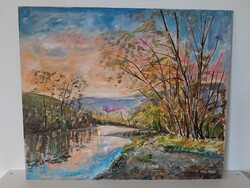 Orvos András - Ipoly olaj, farost festmény 50x60 cm