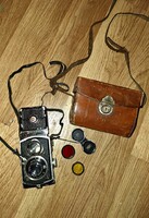 Rolleiflex Vintage fényképezőgép tartozékaival
