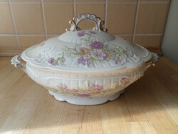 Régi-antik szecessziós porcelán fedeles ragus tál