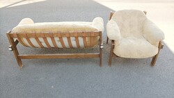 Mid century ülőgarnitúra, Lafer style kanapé + 2 fotel