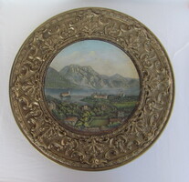 Wilhelm Schiller & Son majolika fali tál nagy méret 43 cm