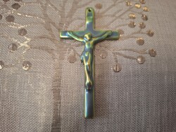 Zsolnay eozin mázas kereszt 10x5,5cm