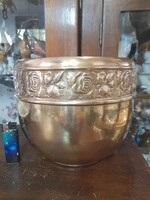 Régi Bécsi Rózsás,Sárga Réz Kaspó.18.5 cm.