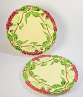 Hatalmas, gyönyörű antik körmöcbányai szecessziós / cseresznyés dísztányérok párban