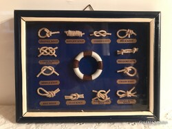 KÉP - HAJÓS - 3 D - ALKUKÉPES - TEXTIL - FA - RÉZ - 21 x 16 x 2 cm - HIBÁTLAN