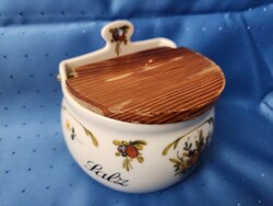 6. Német Bavaria Gerold sótartó porcelán fa fedéllel