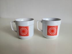 2 pcs old Great Plain porcelain mug red pattern retro tea cup