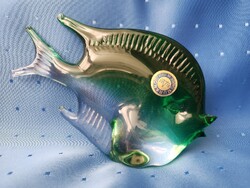 5. Olasz Murano üvegből készült hal formájú dísztárgy, levélnehezék