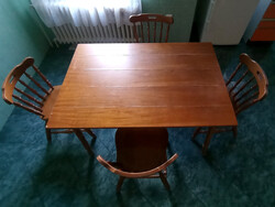 Étkező garnitúra 4 személyes étkezőasztal és székek tömörfa, Felújítandó!