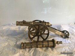 ÁGYÚ - 2 db - RÉZ - NEM SPIÁTER ! - 26 x 9 x 8 cm - 16  cm ANTIK  - TÖMÖR