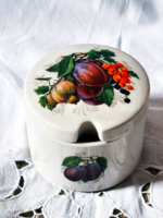 Retró, ideális méretű, gyümölcsmintás cukortartó