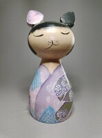 Kokeshi Macska - kézzel készített, egyedi festéssel