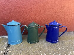 Ritka kék zöld zománcos zománcozott kannák teáskanna kiöntő  Falusi paraszti dekoráció