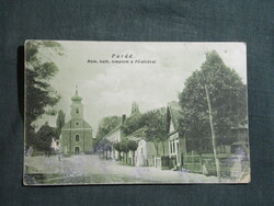 Képeslap,Parád,Parádfürdő,Főutca,róm. kat. templom látkép,részlet,Szövetkezeti kiadás Parád,1925-