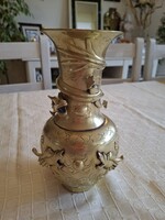 Különleges, egyedi sárkányos réz váza (két lyukkal)