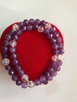 Fazettált Ametiszt nyaklánc hegyikristály köztesekkel