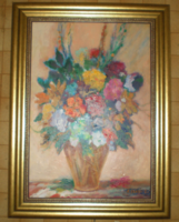 CSODÁLATOS  VIRÁG CSENDÉLET , a HIRES :  E SZABÓ ZOLTÁN FESTMÉNY ,CSODÁS KÉPKERETBEN