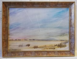 SALAMON ÁRPÁD (1930-2020) - "REPÜLŐK" (40x60cm, olaj, vászon)