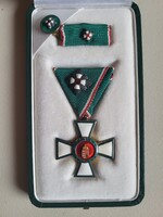 Magyar Érdemkereszt Lovagkereszt - Középkereszt (kisdekoráció, szalagsáv, mini) - Dobozában