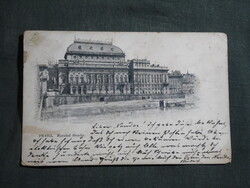 Képeslap,Csehország,Praha,Prága,Nemzeti színház,városi látkép,részlet,1898-