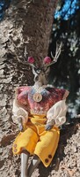 Retro szarvas karácsonyi fantázia figura - dekor 25 cm RENDELHETŐ