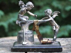 EZÜSTÖZÖTT ÓN ANGYALKÁK, XIX. század közepe (080622)