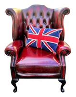 Eredeti Angol Chesterfield Queen Anne füles bőr fotel B312