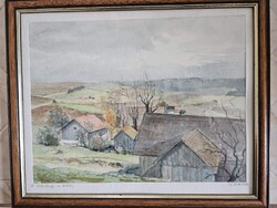 Színes akvarell: Hackerhof ősszel