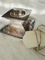 Ezüstözött, asztali gyertyatartó - antik jelleggel