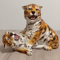 Olasz Capodimonte stílusú nagyméretű tigriskölykök