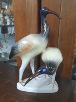 Hollóháza Ibisz Madárpár Porcelán Figura.18 cm.