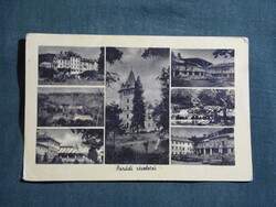 Postcard, Parád, Parádfürdő, beach, resort, hotel, restaurant scene, detail, 1955-