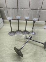 Alpakka talpú, kelyhes, vésett boros pohár  eladó!