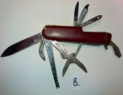 Régi acél bakelitnyeles svájci bicska jellegű többfunkciós bicska a képek szerint 8.