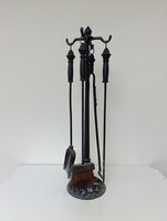 Antik tűzpiszkáló készlet kályha kandalló mellé kovácsolt vas kovácsoltvas 513 5442