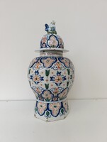 Antik delfti 18. század fedeles urnaváza porcelán váza Delft 518 5455