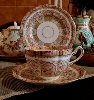 Extrém ritka William Lowe kézzel festett porcelán reggeliző készlet hibátlan!