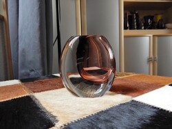 Régi svéd KOSTA BODA különleges kisméretű dísz üveg váza - Vicke Lindstrand, 1950-es évek.