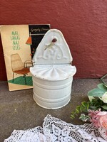 Gyűjtői ritka fehér Budafoki Zománcos zománcozott fali sótartó  fűszertartó Gyűjtői