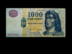 1000 FORINT "Millennium" 2000-BŐL vízjeles fémszálas UV aktivitással