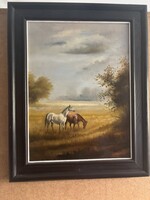 Kalcsó József – „Lovak” – farost olaj. AKCIÓ leírásban