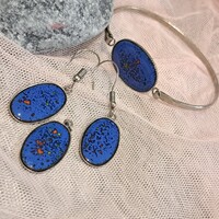 Tűzzománc  medál fülbevaló és karkötő