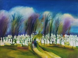 RÉTI ZOLTÁN (1923-2018) - Érsekvadkerti temető (60x80cm, olaj)