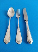 Ezüst gyerek evőeszköz készlet keresztelő készlet barokk fazon