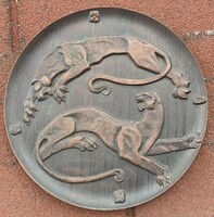 Orosz jaguármintás dísztál - bronzírozott alumínium, d: 27 cm