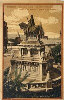Régi képeslap - Budapest Szent István szobor 1915