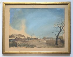 Rudnay Gyula(1878-1957):Bábonyi táj. Jelzett akvarell festmény certivel.